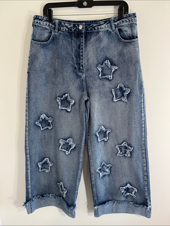 BiBi Denim - Bibi XL BiBi Distressed Star Flare Jeans - Blue